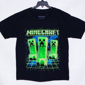 Minecraft Unisex Kids Youth Medium Creepers Short Sleeve Black Shirt